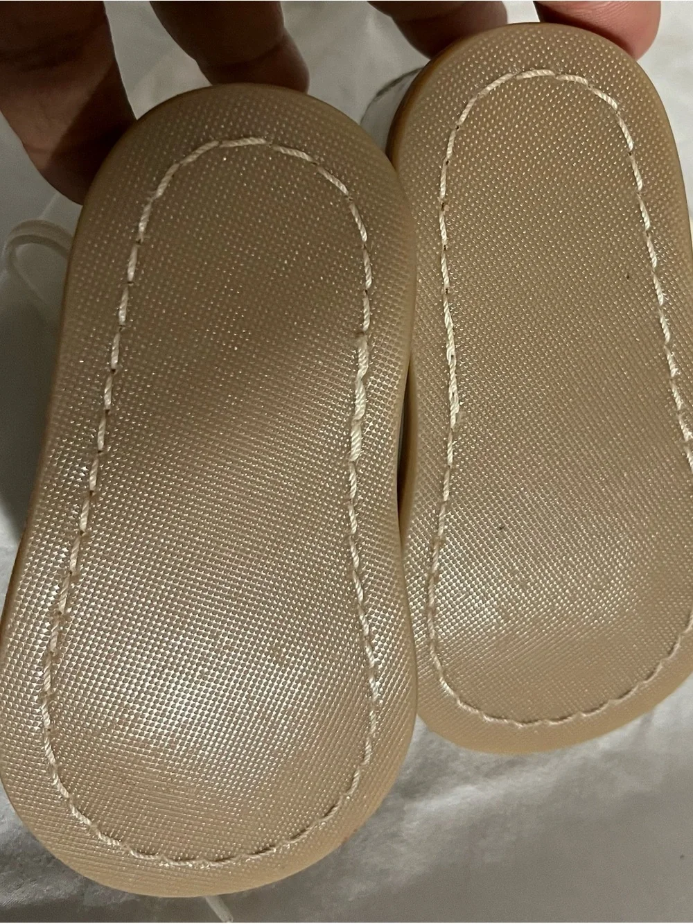 Baby White Leather Lace-Up Walker Shoes with Tan Sole